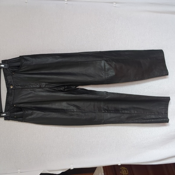 Vintage/Y2K 100% Leather Pants Size 4. High Rise Straight Leg - Picture 1 of 10